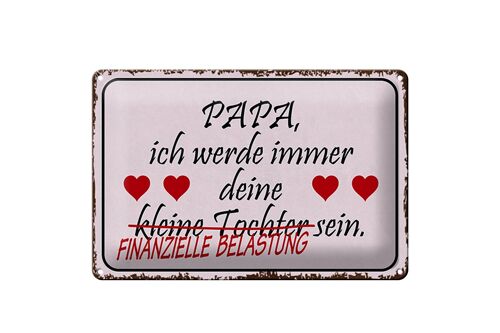 Blechschild Spruch 30x20cm Papa deine Tochter Herzen