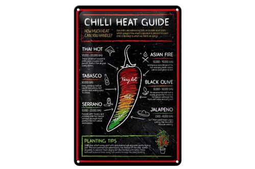 Blechschild Essen 20x30cm Chilli heat guide asian fire thai