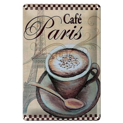 Cartel de chapa París 20x30cm Torre Eiffel Taza de café Café