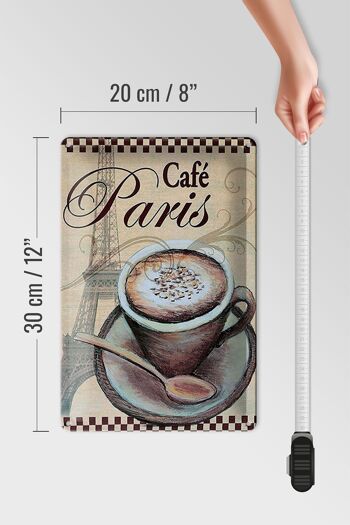 Signe en étain Paris 20x30cm, tour Eiffel, tasse à café, café 4