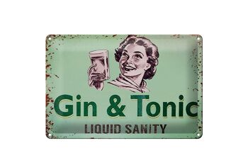 Plaque en étain 30x20cm Gin & Tonic Liauid Sanity 1