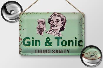 Plaque en étain 30x20cm Gin & Tonic Liauid Sanity 2