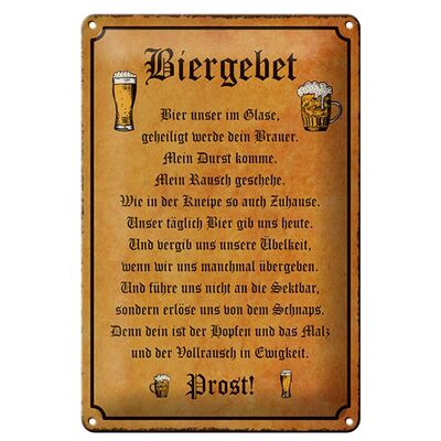 Tin sign beer 20x30cm beer prayer our in the glass cheers