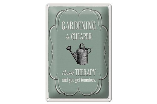 Blechschild Garten 20x30cm Gardening is cheaper Therapy