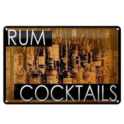 Plaque en tôle 30x20cm Rhum Cocktails