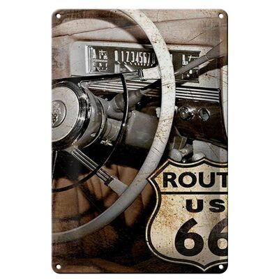 Tin sign retro 20x30cm car steering wheel Route US 66