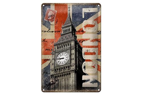 Blechschild London 20x30cm Big Ben berühmter Uhrturm