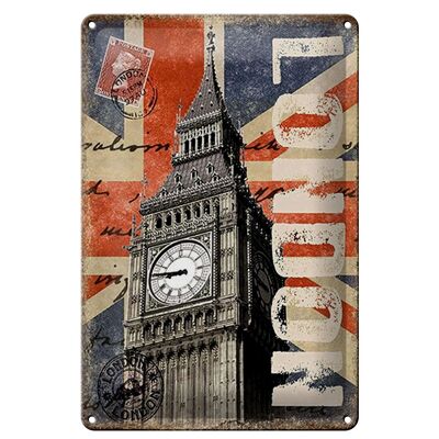 Cartel de chapa Londres 20x30cm Big Ben famosa torre del reloj