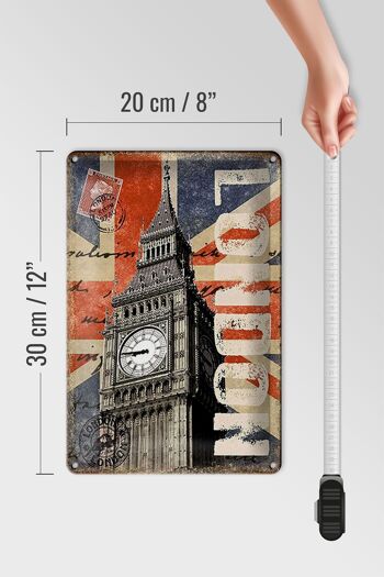 Plaque en tôle Londres 20x30cm Big Ben célèbre tour de l'horloge 4