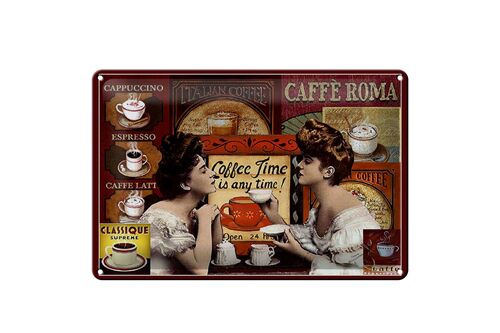 Blechschild Kaffee 30x20cm Coffee Roma ime is any time