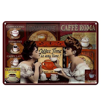 Blechschild Kaffee 30x20cm Coffee Roma ime is any time