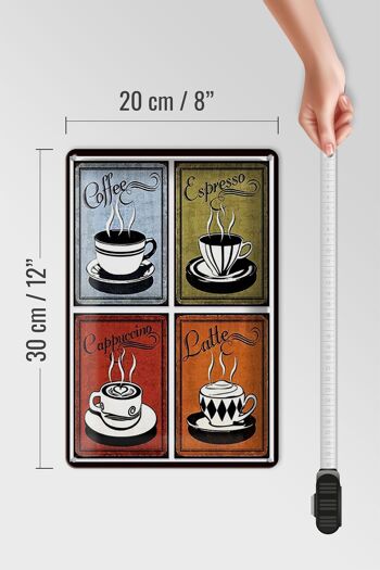 Plaque en tôle café 20x30cm Café Espresso Cappuccino Latte 4