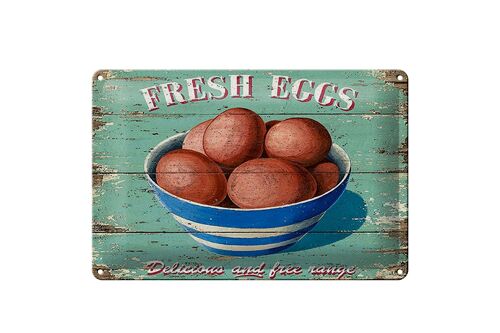 Blechschild Retro 30x20cm fresh eggs Frische Eier
