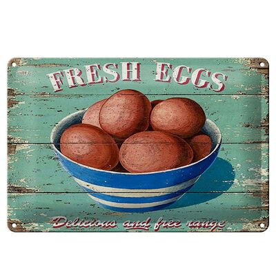 Cartel de chapa retro 30x20cm huevos frescos Huevos frescos