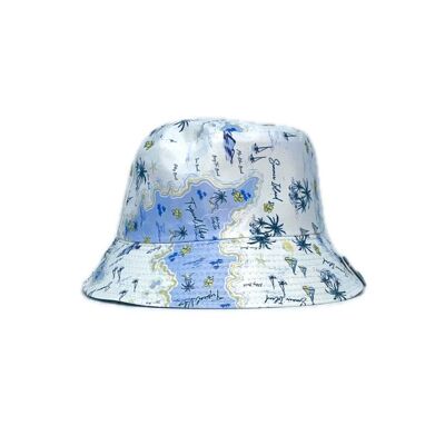 Reversible beach print bucket hat