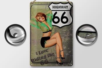 Plaque en tôle Pin Up 20x30cm Highway 66, j'adore rouler sur le 66 2