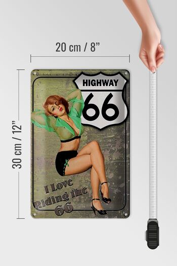Plaque en tôle Pin Up 20x30cm Highway 66, j'adore rouler sur le 66 4