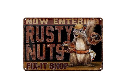 Blechschild Spruch 30x20cm Fix-it Shop rusty nuts Garage