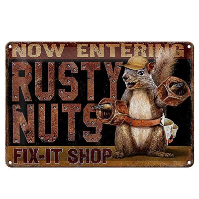 Blechschild Spruch 30x20cm Fix-it Shop rusty nuts Garage