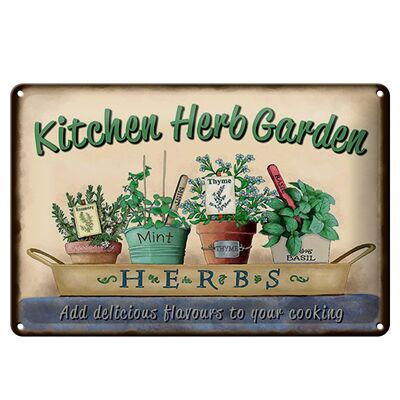 Blechschild Garten 30x20cm Kirchen Herb Garden Mint Thyme
