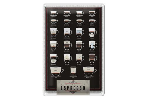 Blechschild Kaffee 20x30cm Sorten Espresso Mocha Americano