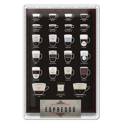 Blechschild Kaffee 20x30cm Sorten Espresso Mocha Americano