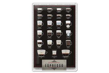 Plaque en tôle café 20x30cm variétés Espresso Moka Americano 1