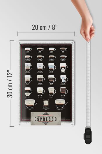 Plaque en tôle café 20x30cm variétés Espresso Moka Americano 4
