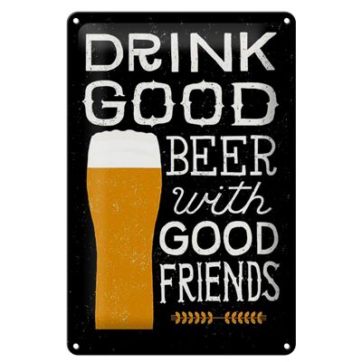 Targa in metallo 20x30 cm Bevi buona birra con gli amici