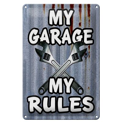 Cartel de chapa vintage 20x30cm mi garaje mis reglas