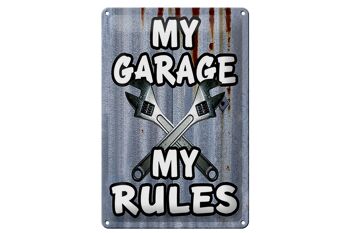 Plaque en tôle vintage 20x30cm mon garage mes règles 1