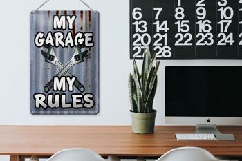Plaque en tôle vintage 20x30cm mon garage mes règles 3