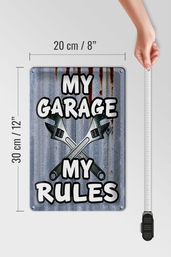 Plaque en tôle vintage 20x30cm mon garage mes règles 4