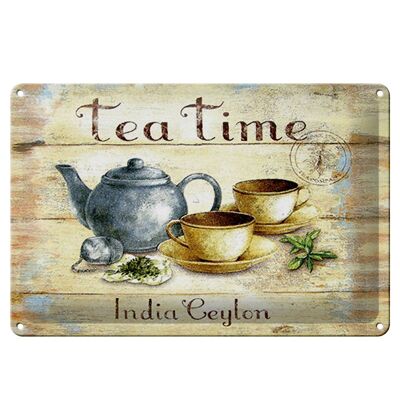 Targa in metallo da tè 30x20 cm Teiera Tea Time India Ceylon