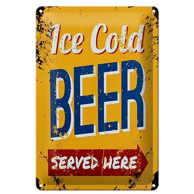 Blechschild Retro 20x30cm Ice Cold Beer served here Bier