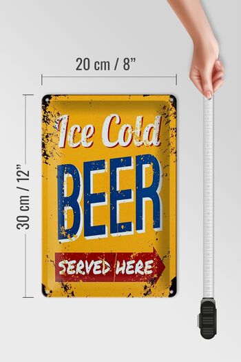 Plaque en tôle rétro 20x30cm, bière glacée servie ici, bière 4