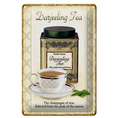 Targa in metallo tè 20x30 cm Darjeeling Tea champagne di tè