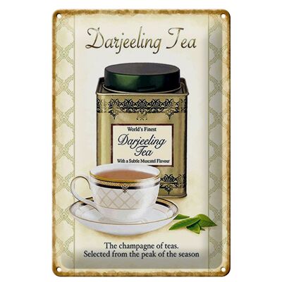 Plaque en tôle thé 20x30cm Darjeeling Tea champagne des thés