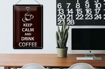 Panneau en étain disant 20x30cm Keep Calm Drink Coffee Coffee 3