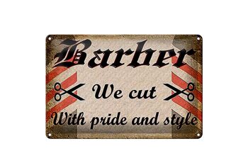 Plaque en tôle pour coiffeur, 30x20cm, barbier, nous coupons avec fierté 1