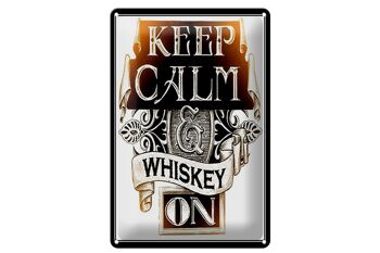 Panneau en étain disant "Keep Calm Whisky on" 20x30cm 1