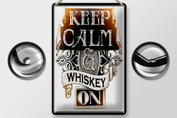 Panneau en étain disant "Keep Calm Whisky on" 20x30cm 2