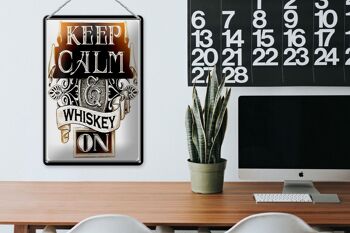 Panneau en étain disant "Keep Calm Whisky on" 20x30cm 3