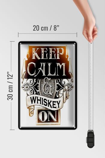 Panneau en étain disant "Keep Calm Whisky on" 20x30cm 4