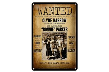 Panneau en étain disant 20x30cm Wanted Clyde Barrow Bonnie 1