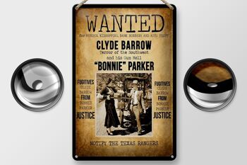 Panneau en étain disant 20x30cm Wanted Clyde Barrow Bonnie 2