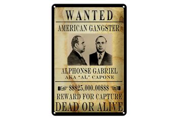 Plaque en tôle 20x30cm Wanted Alphonse Gabriel américain 1