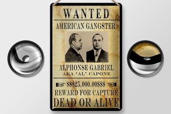 Plaque en tôle 20x30cm Wanted Alphonse Gabriel américain 2