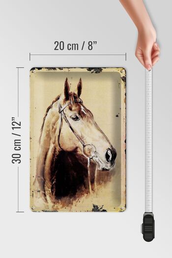 Plaque en tôle rétro 20x30cm portrait tête de cheval inclinée vers la droite 4
