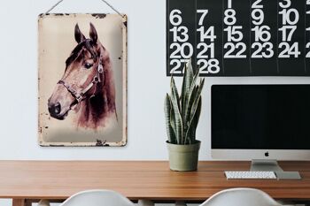 Plaque en tôle rétro 20x30cm portrait tête de cheval inclinée vers la gauche 3
